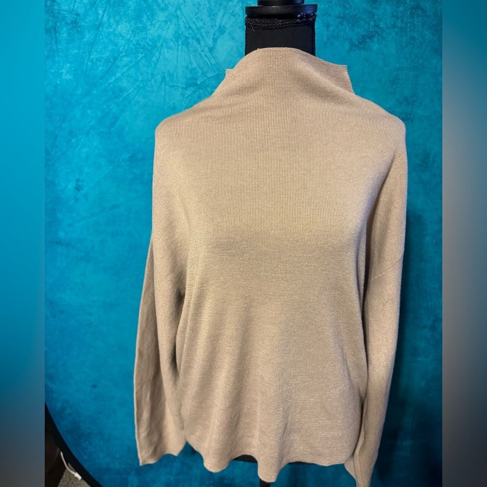 H&M Beige Mock Neck Sweater Minimalist 90s Quiet Luxury